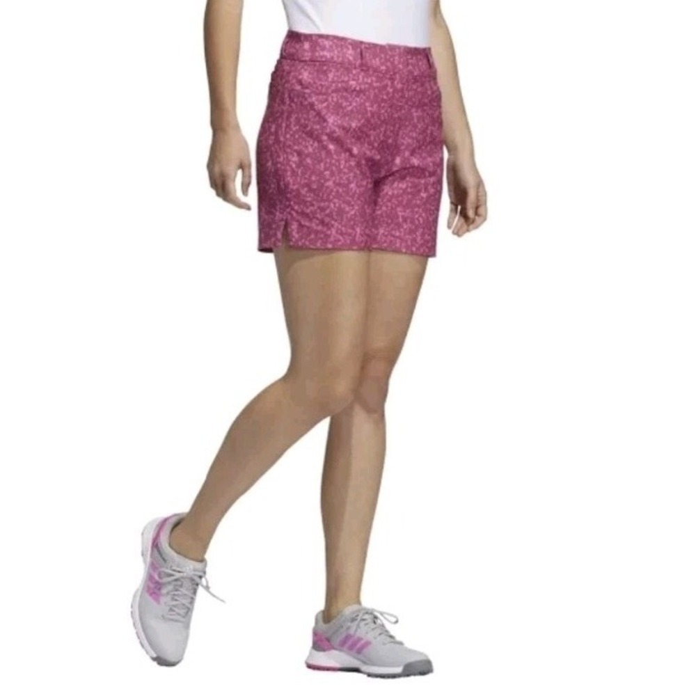 ADIDAS Women GOLF 5" PRINT Athletic Shorts Wild Pink 10 Sport Tennis Active EUC